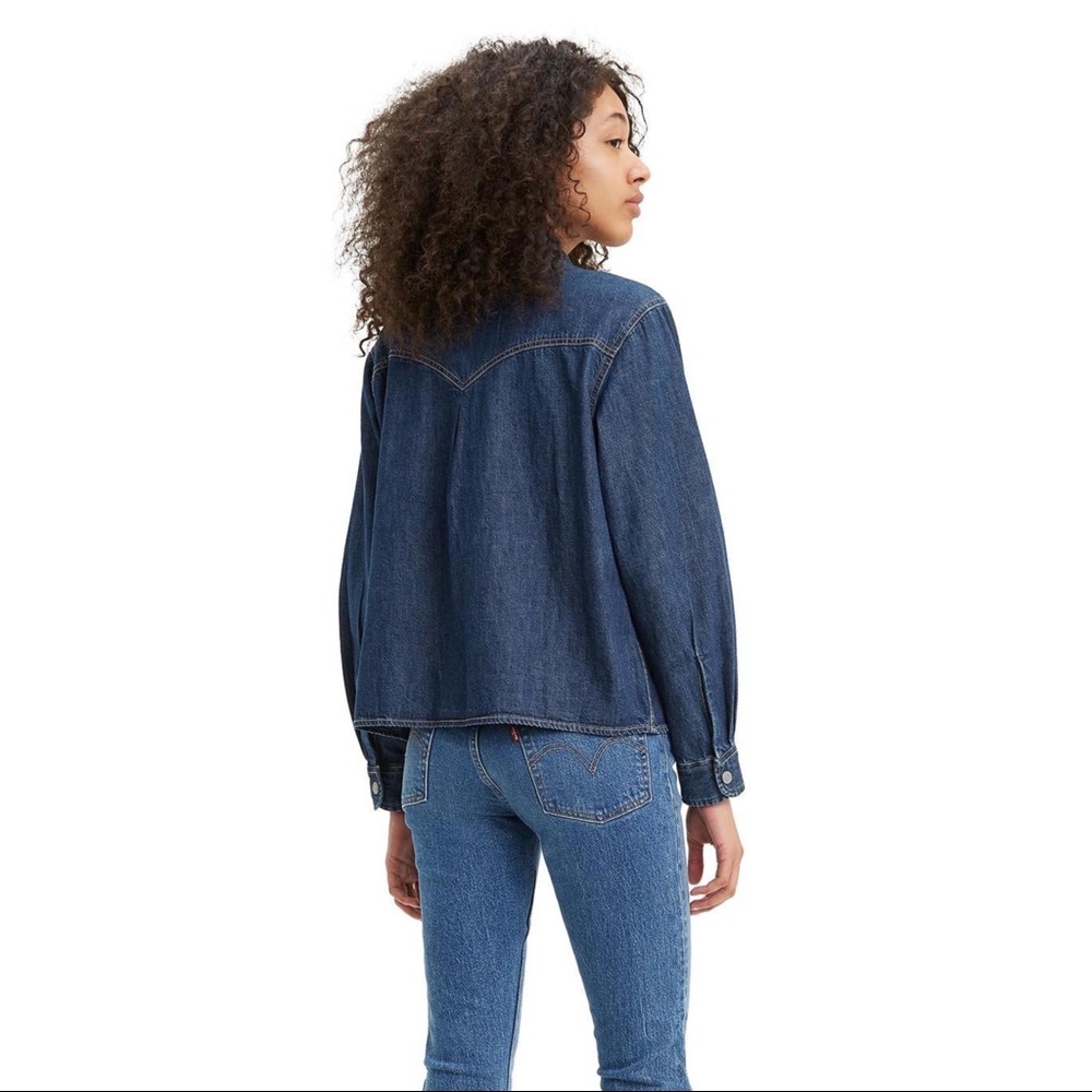 Levi's Dark Blue Denim Button-Down Western Shirt - Picture 2 of 4